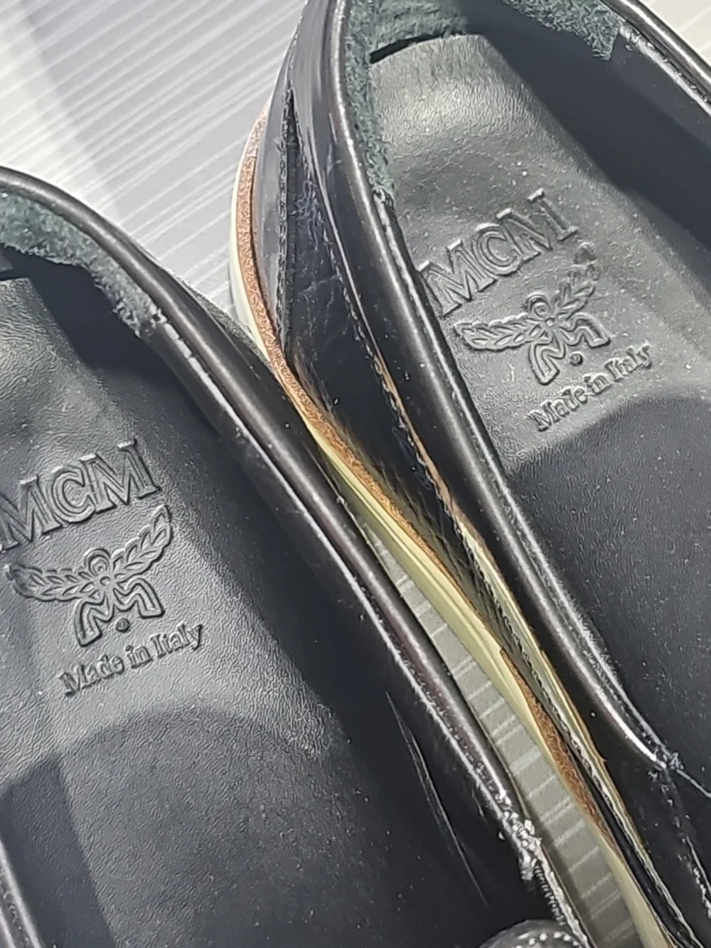 MCM Black Monogram Visetos Leather Slip On Shoes Men's Size 38 EU/ 6 US PreOwned